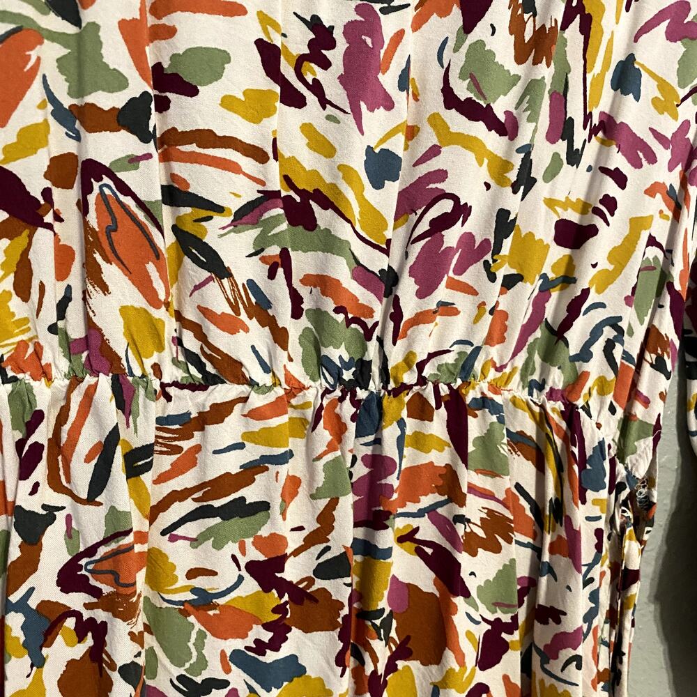 Beach Lunch Lounge Womens Large Dress Wrap Summer Tie Long Abstract Boho - Picture 4 of 13